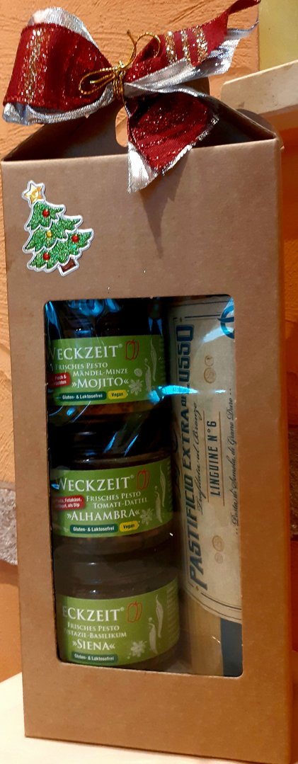 3 x Pesto à 120 g und Linguine im Geschenkkarton